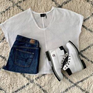 Urban Outfitters Raw Edge Oversize SS Top XS White